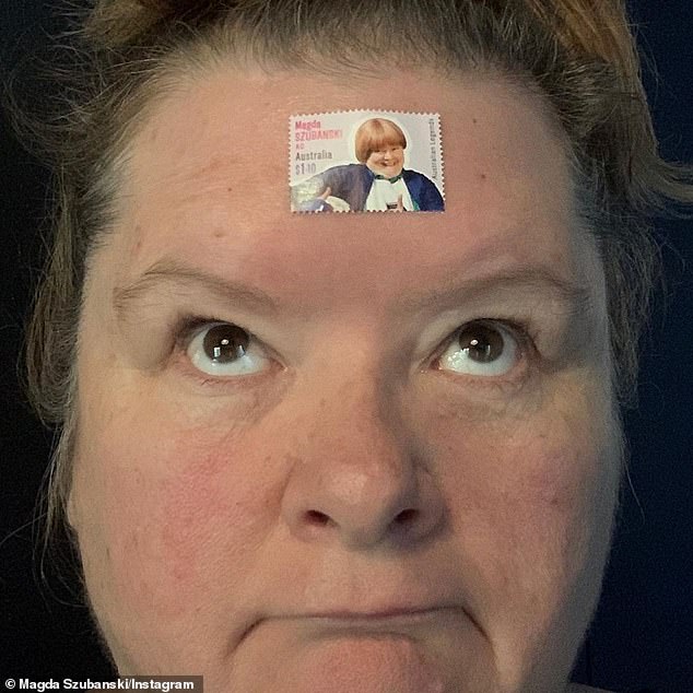 'Sharon is beside herself!' Actress Magda Szubanski (pictured) gave her seal of approval as her Kath & Kim character was honoured with her own postage stamp on Wednesday